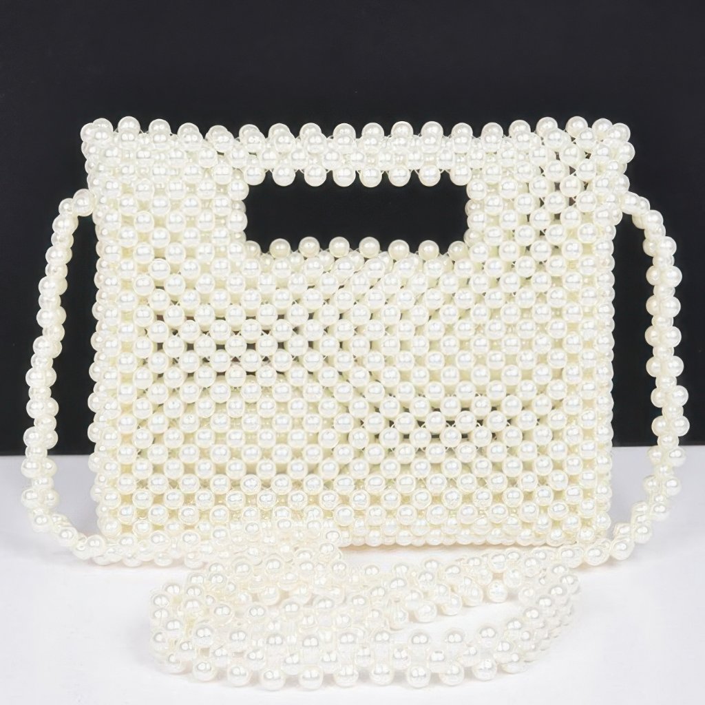 Hand Made Faux Pearl Bead Crossbody Bag